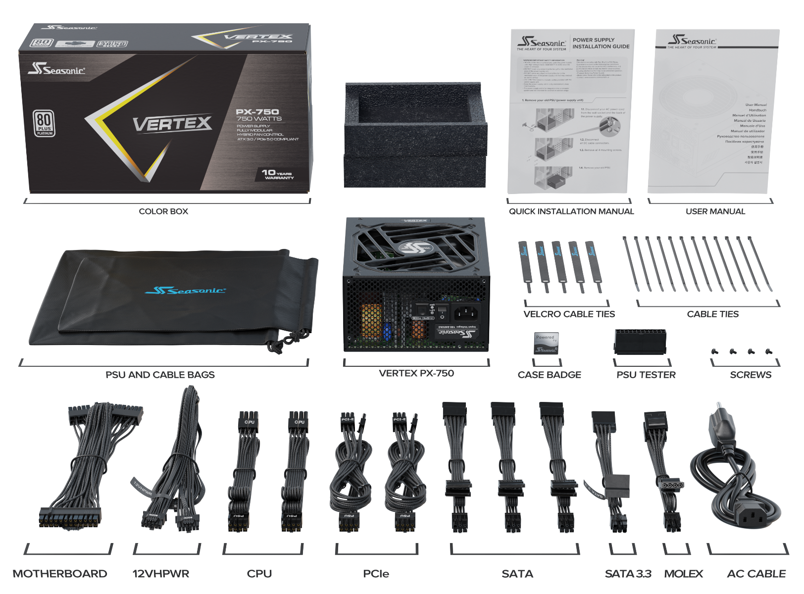 Seasonic VERTEX 750W (PX-750) Platinum Fully Modular PSU ATX 3.0 V28-PSUSEAVERPX750