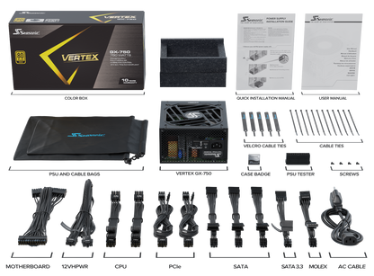 Seasonic VERTEX 750W (GX-750) 80 PLUS Gold Modular PSU ATX 3.0 V28-PSUSEAVERTEX750GX