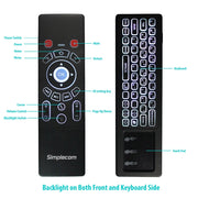 Simplecom RT250 Rechargeable 2.4GHz Wireless Remote Air Mouse Keyboard with Touch Pad and Backlight V28-RT250