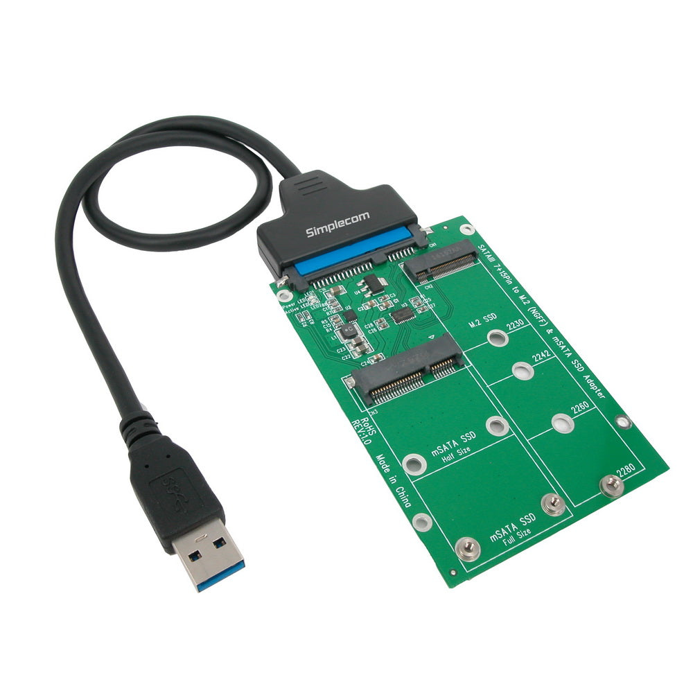 Simplecom SA221 USB 3.0 to mSATA + NGFF M.2 (B Key) SSD 2 in 1 Combo Adapter V28-SA221-1