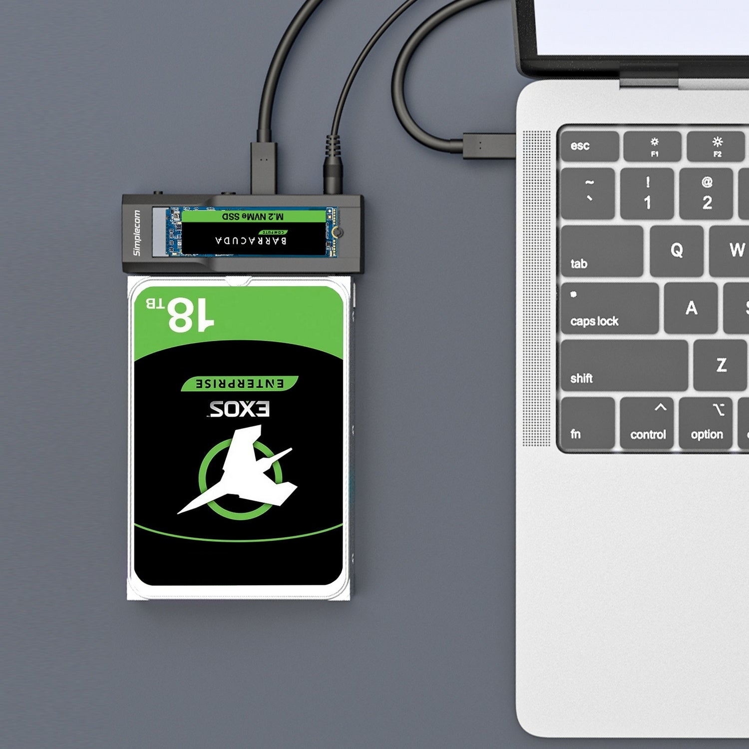 Simplecom SA536 USB to M.2 and SATA 2-IN-1 Adapter for 2.5"/3.5" HDD & NVMe/SATA M.2 SSD with Power Supply V28-SA536
