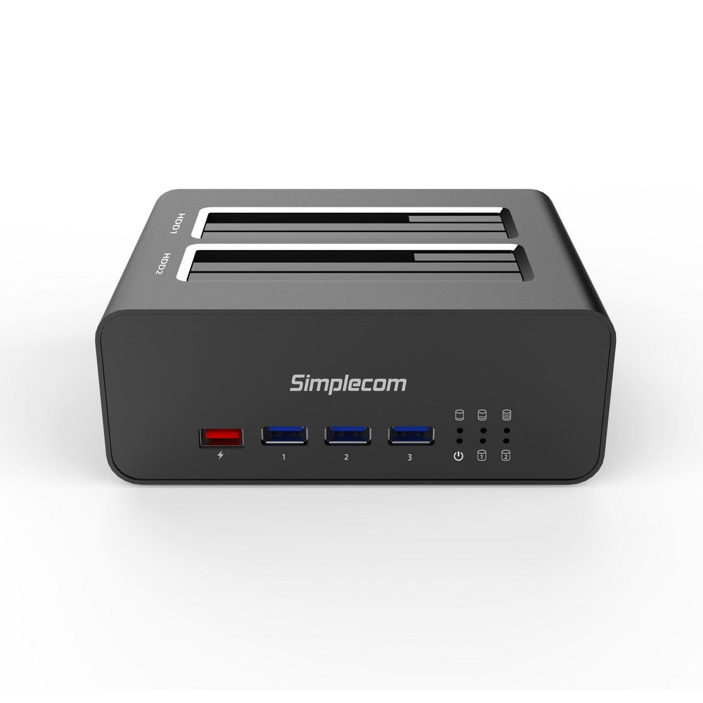Simplecom SD352 USB 3.0 to Dual SATA Aluminium Docking Station with 3-Port Hub and 1 Port 2.1A USB Charger V28-SD352