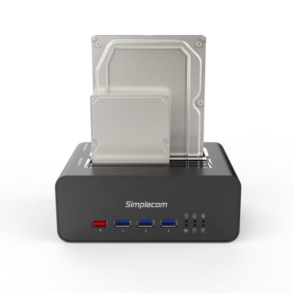 Simplecom SD352 USB 3.0 to Dual SATA Aluminium Docking Station with 3-Port Hub and 1 Port 2.1A USB Charger V28-SD352