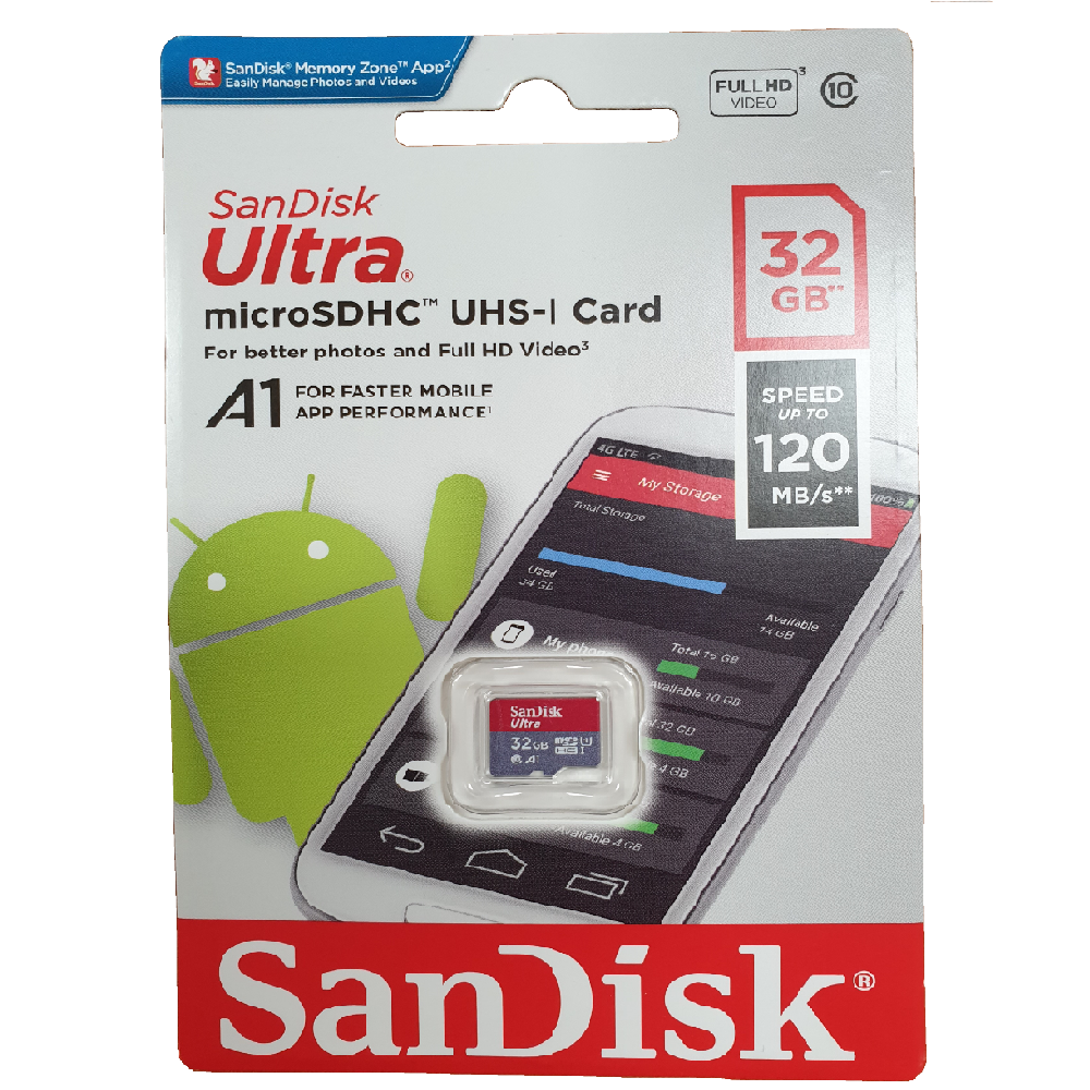 SANDISK SDSQUA4-032G-GN6MN Micro SDHC Ultra UHS-I Class 10 , A1, 120mb/s No adapter V28-SDSQUA4-032G-GN6MN