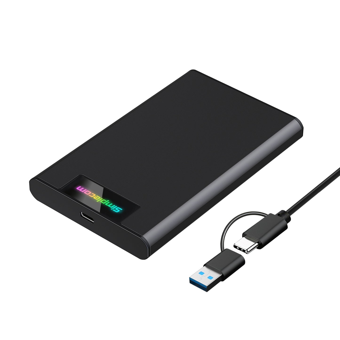 Simplecom SE239 Tool-free 2.5" SATA HDD SSD to USB-C Enclosure with RGB Lights USB 3.2 Gen 2 V28-SE239