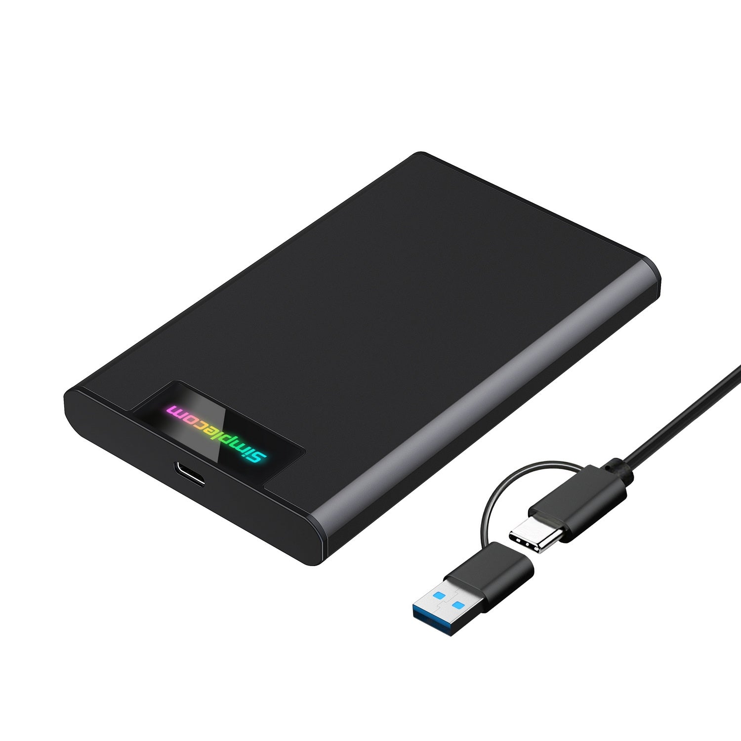 Simplecom SE239 Tool-free 2.5" SATA HDD SSD to USB-C Enclosure with RGB Lights USB 3.2 Gen 2 V28-SE239