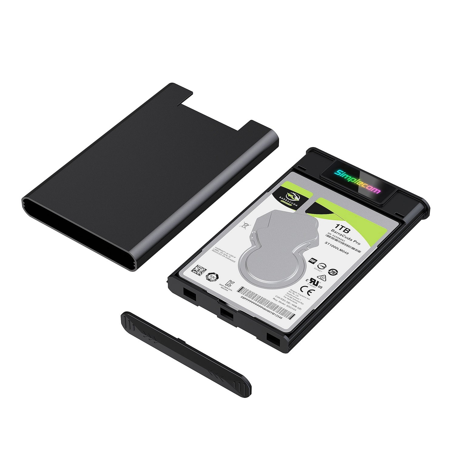 Simplecom SE239 Tool-free 2.5" SATA HDD SSD to USB-C Enclosure with RGB Lights USB 3.2 Gen 2 V28-SE239