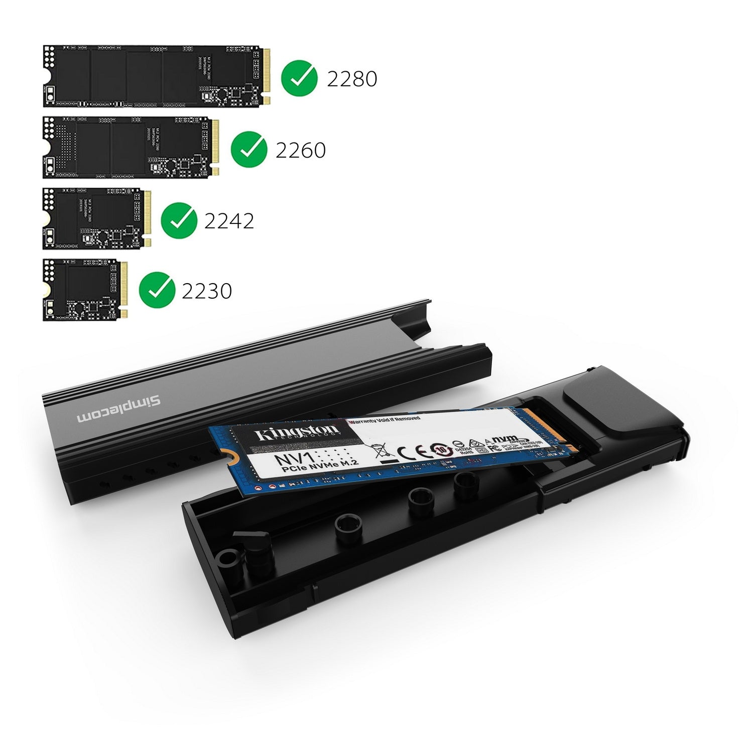 Simplecom SE504v2 NVMe / SATA Dual Protocol M.2 SSD USB-C Enclosure Tool-Free USB 3.2 Gen 2 10Gbps V28-SE504V2