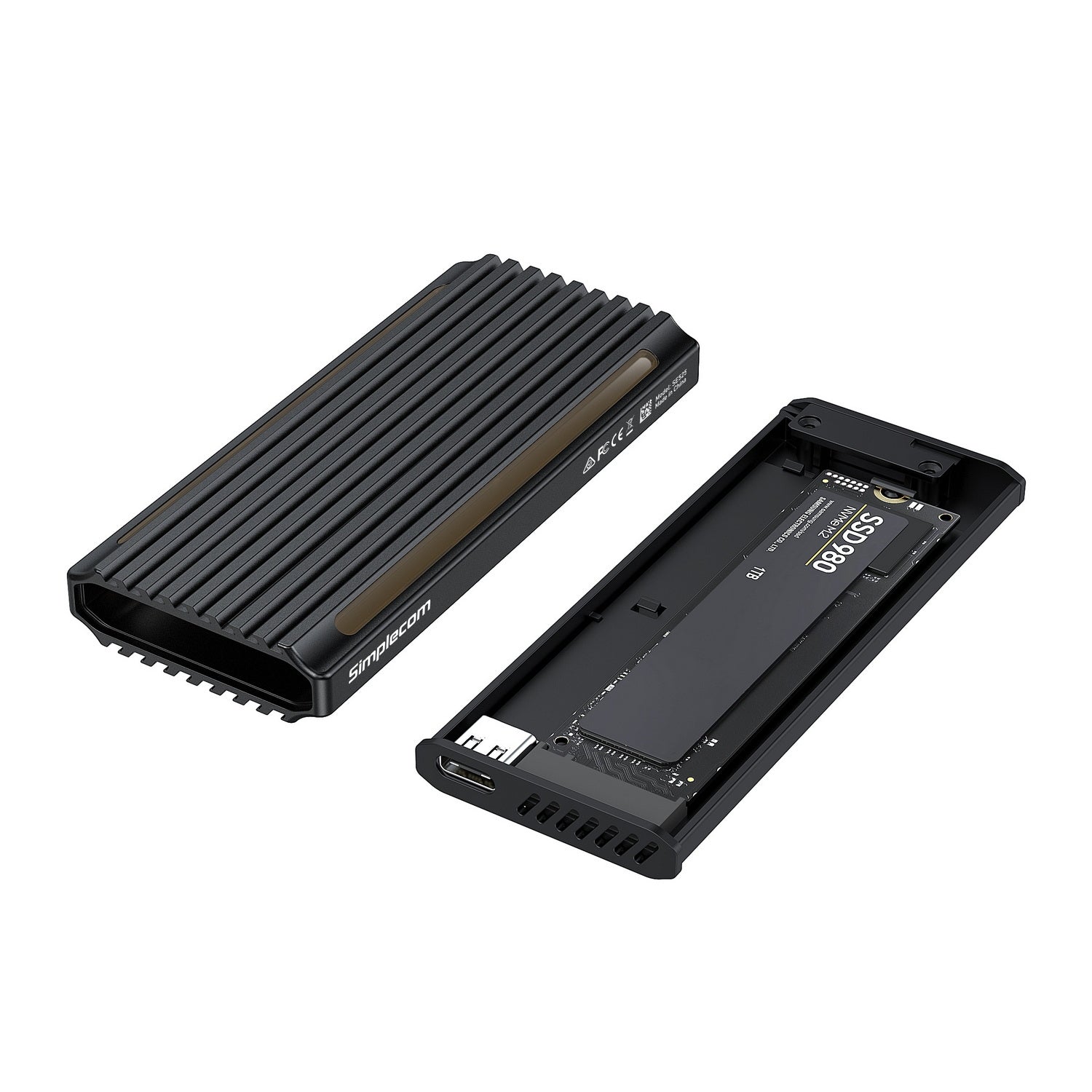 Simplecom SE525 NVMe / SATA M.2 SSD USB-C Enclosure with RGB Light USB 3.2 Gen 2 10Gbps V28-SE525