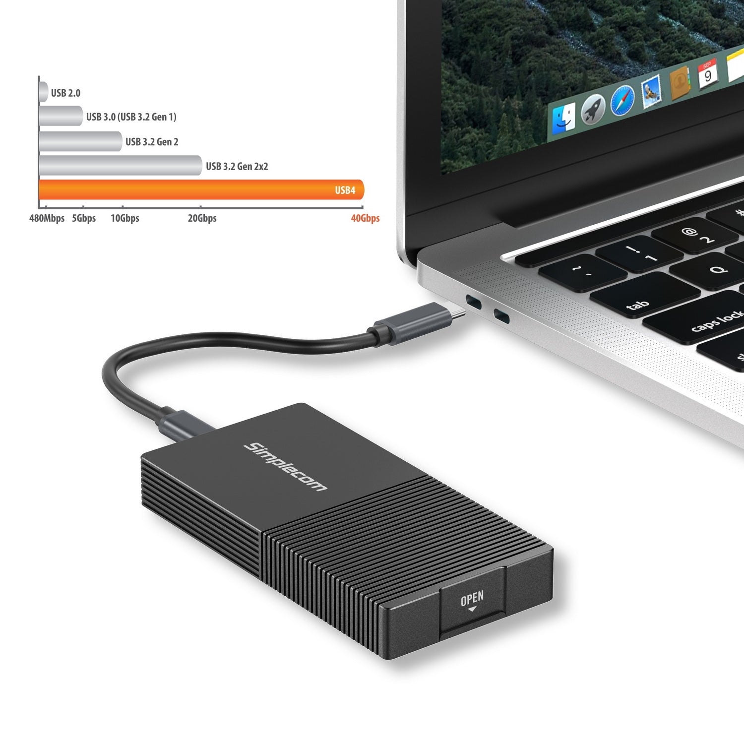 Simplecom SE640 USB4 to NVMe M.2 SSD USB-C Enclosure 40Gbps V28-SE640