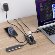 Simplecom CH345C SuperSpeed USB-A and USB-C to 4-Port USB 3.0 Hub 5Gbps Individual Switches and Power Adapter V28-SIMCH345C