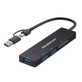 Simplecom CH365C SuperSpeed 3-Port USB Hub with SD MicroSD Card Reader USB-A and USB-C Dual Connector V28-SIMCH365C