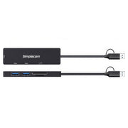 Simplecom CH365C SuperSpeed 3-Port USB Hub with SD MicroSD Card Reader USB-A and USB-C Dual Connector V28-SIMCH365C