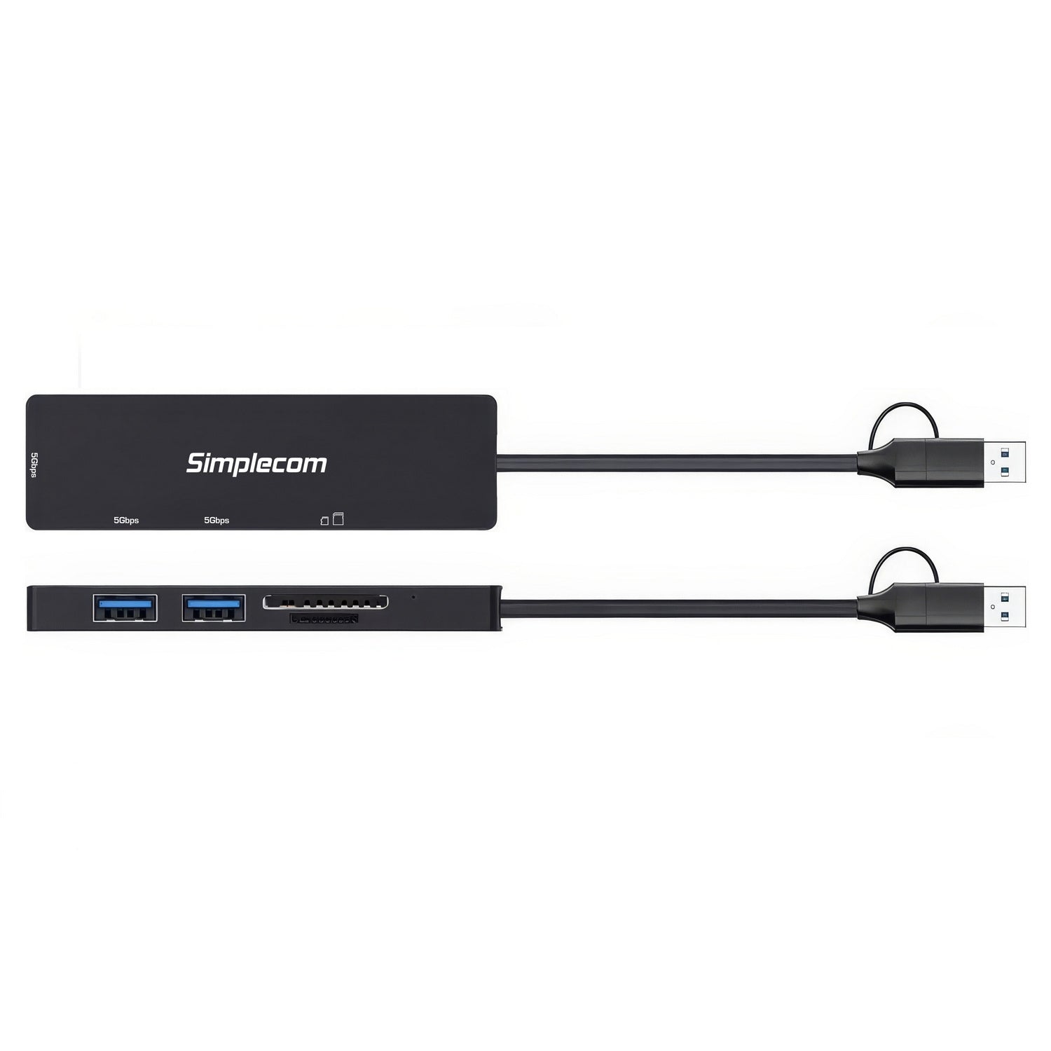 Simplecom CH365C SuperSpeed 3-Port USB Hub with SD MicroSD Card Reader USB-A and USB-C Dual Connector V28-SIMCH365C