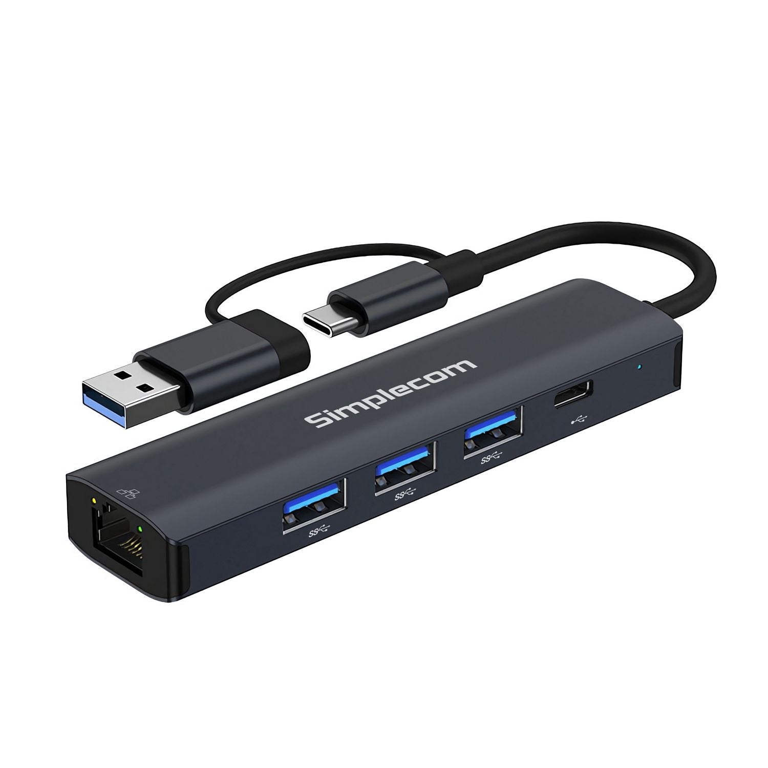 Simplecom CHN436 USB-C and USB-A to 4-Port USB HUB with Gigabit Ethernet Adapter V28-SIMCHN436