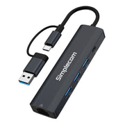 Simplecom CHN436 USB-C and USB-A to 4-Port USB HUB with Gigabit Ethernet Adapter V28-SIMCHN436