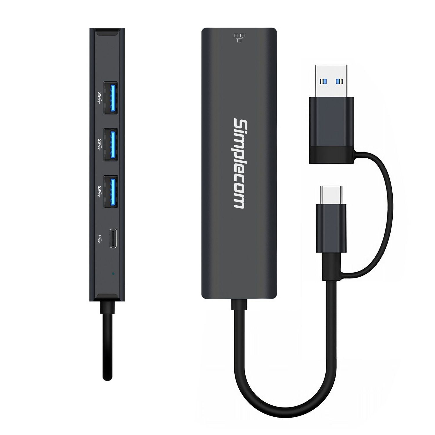Simplecom CHN436 USB-C and USB-A to 4-Port USB HUB with Gigabit Ethernet Adapter V28-SIMCHN436