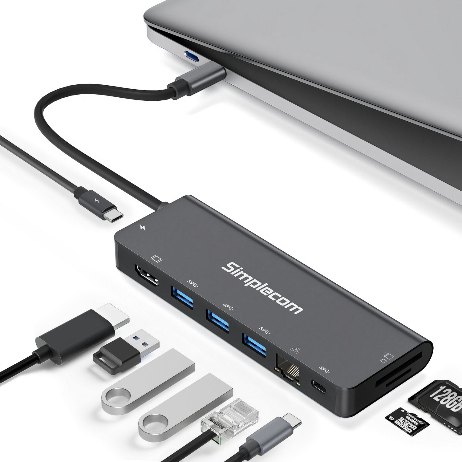 Simplecom CHT590 USB-C SuperSpeed 9-in-1 Multiport Docking Station HDMI 2.0 V28-SIMCHT590