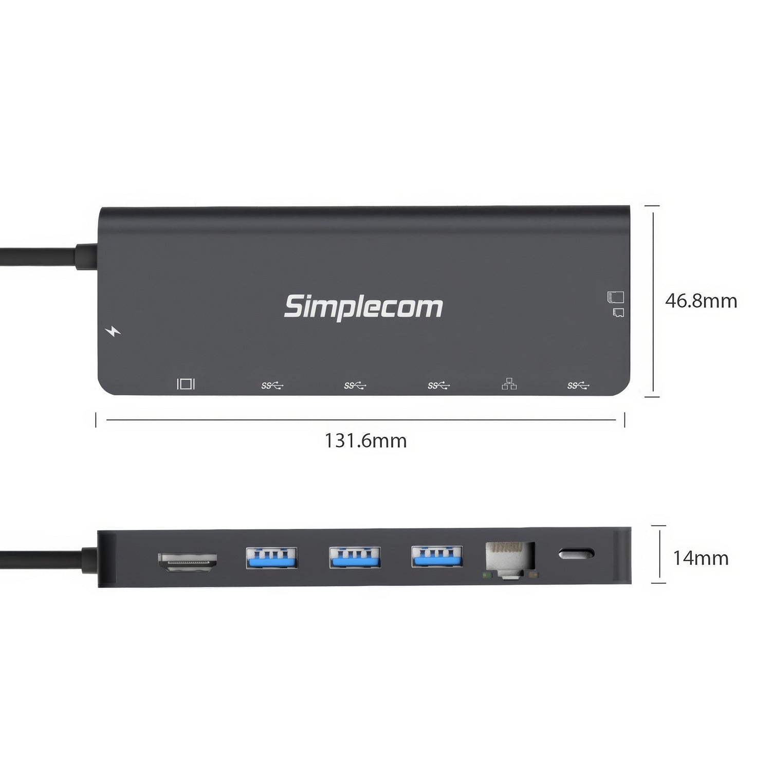 Simplecom CHT590 USB-C SuperSpeed 9-in-1 Multiport Docking Station HDMI 2.0 V28-SIMCHT590