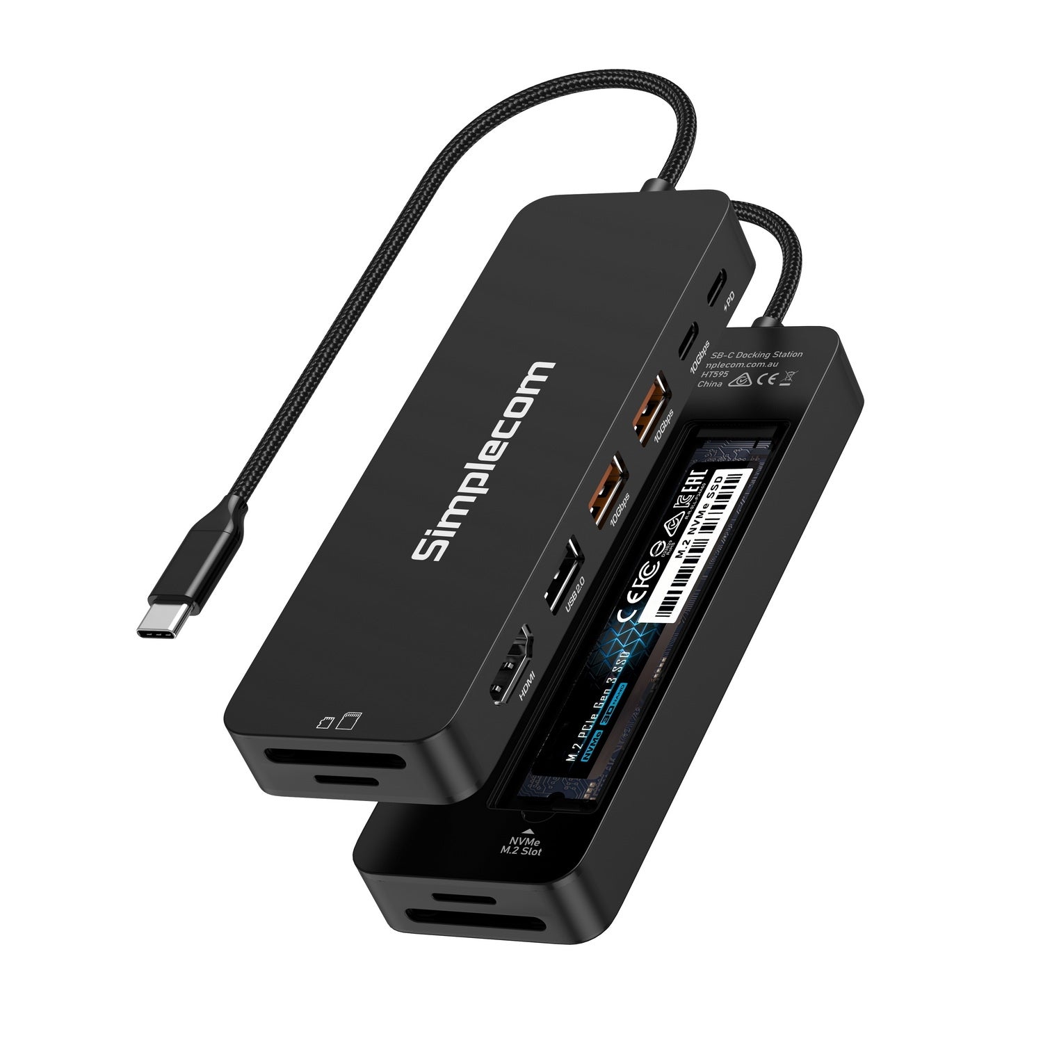 Simplecom CHT595 9-in-1 USB-C Multiport Docking Station with NVMe M.2 Enclosure V28-SIMCHT595
