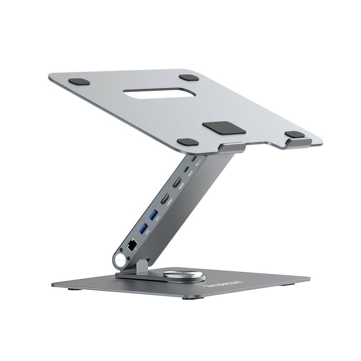 Simplecom CHT660 Adjustable Aluminium Laptop Stand with 6-Port USB-C Docking Station Dual 4K HDMI Display V28-SIMCHT660