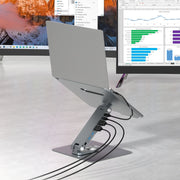 Simplecom CHT660 Adjustable Aluminium Laptop Stand with 6-Port USB-C Docking Station Dual 4K HDMI Display V28-SIMCHT660