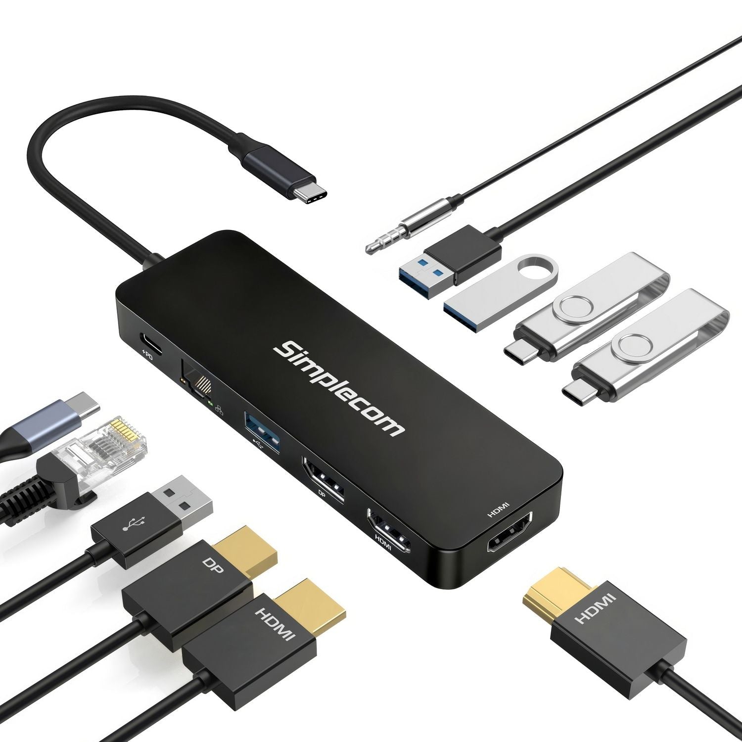 Simplecom CHT811 11-in-1 USB-C 4K Triple Display MST Docking Station with Dual HDMI DP V28-SIMCHT811