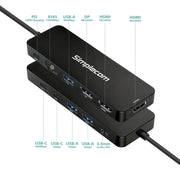 Simplecom CHT811 11-in-1 USB-C 4K Triple Display MST Docking Station with Dual HDMI DP V28-SIMCHT811