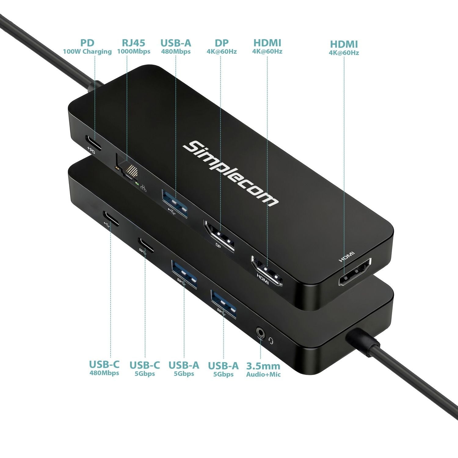 Simplecom CHT811 11-in-1 USB-C 4K Triple Display MST Docking Station with Dual HDMI DP V28-SIMCHT811