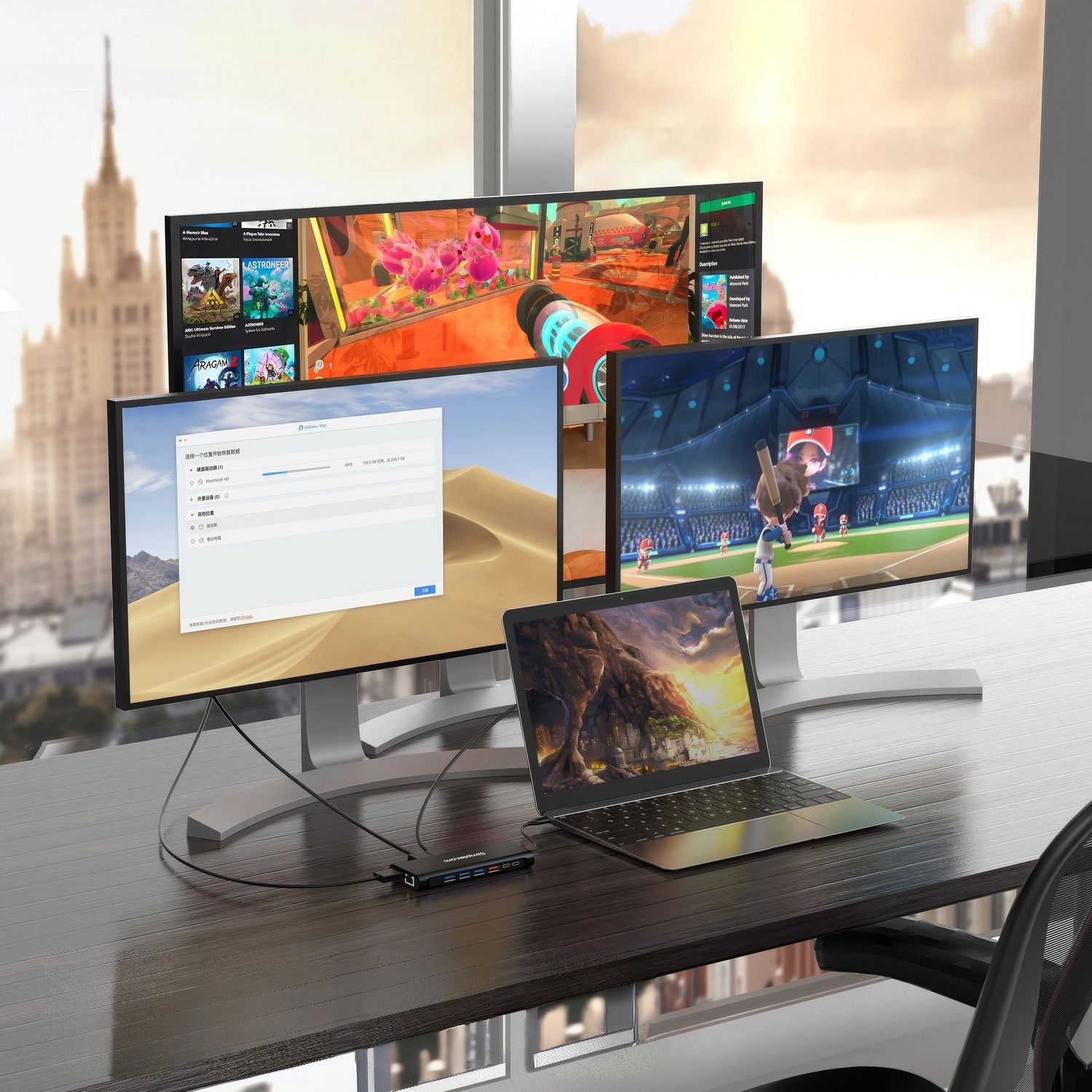 Simplecom CHT814 14-in-1 USB-C 4K Triple Display MST Docking Station with Dual HDMI DP V28-SIMCHT814