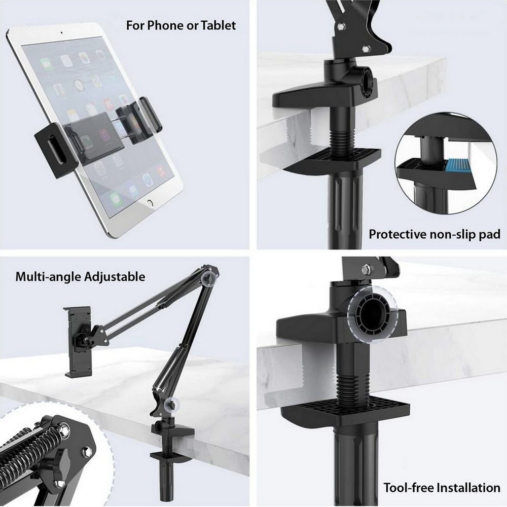 Simplecom CL516 Foldable Long Arm Stand Holder for Phone and Tablet (4"-11") V28-SIMCL516