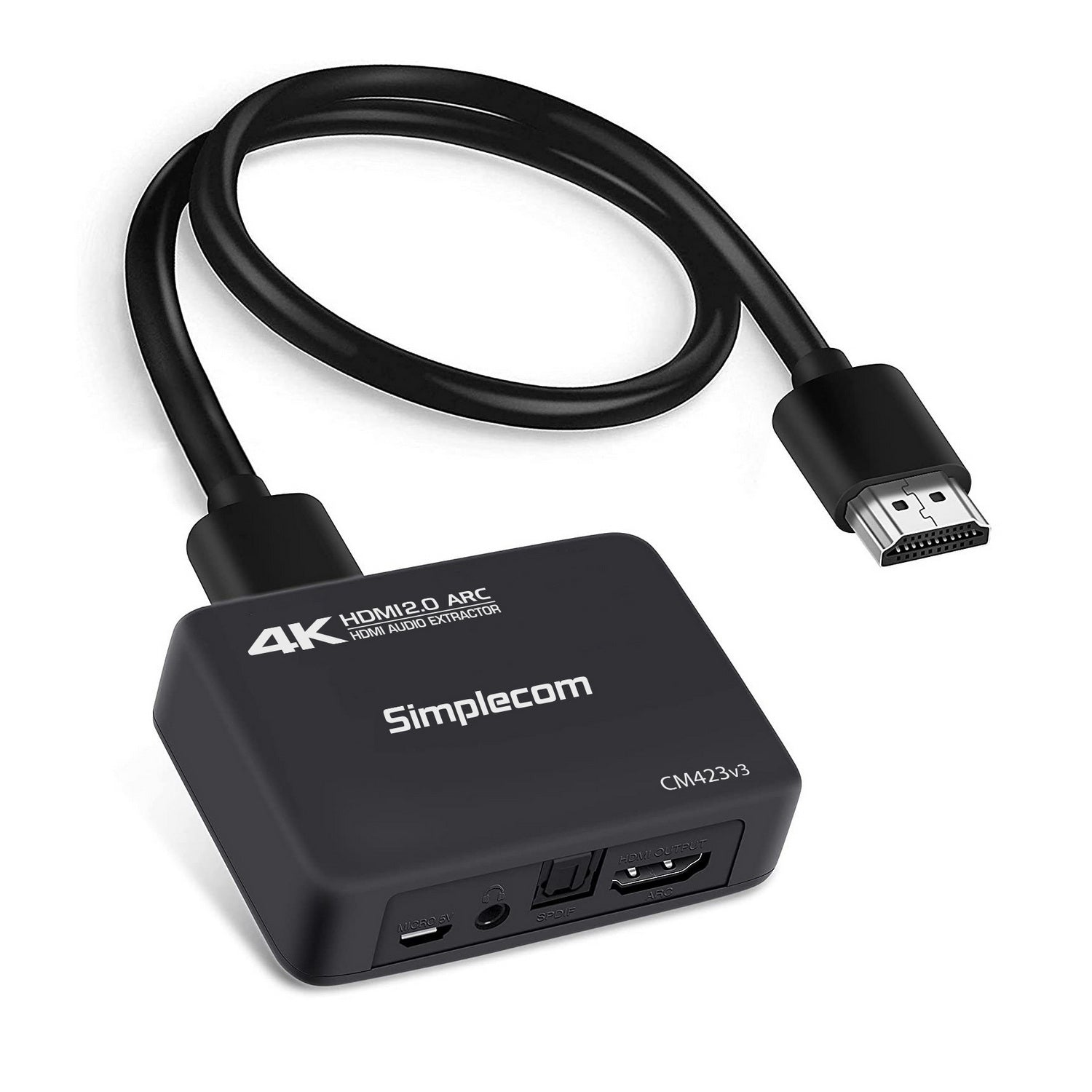 Simplecom CM423v3 HDMI 2.0 Audio Extractor Optical SPDIF + 3.5mm Stereo with ARC 4K@60Hz V28-SIMCM423V3