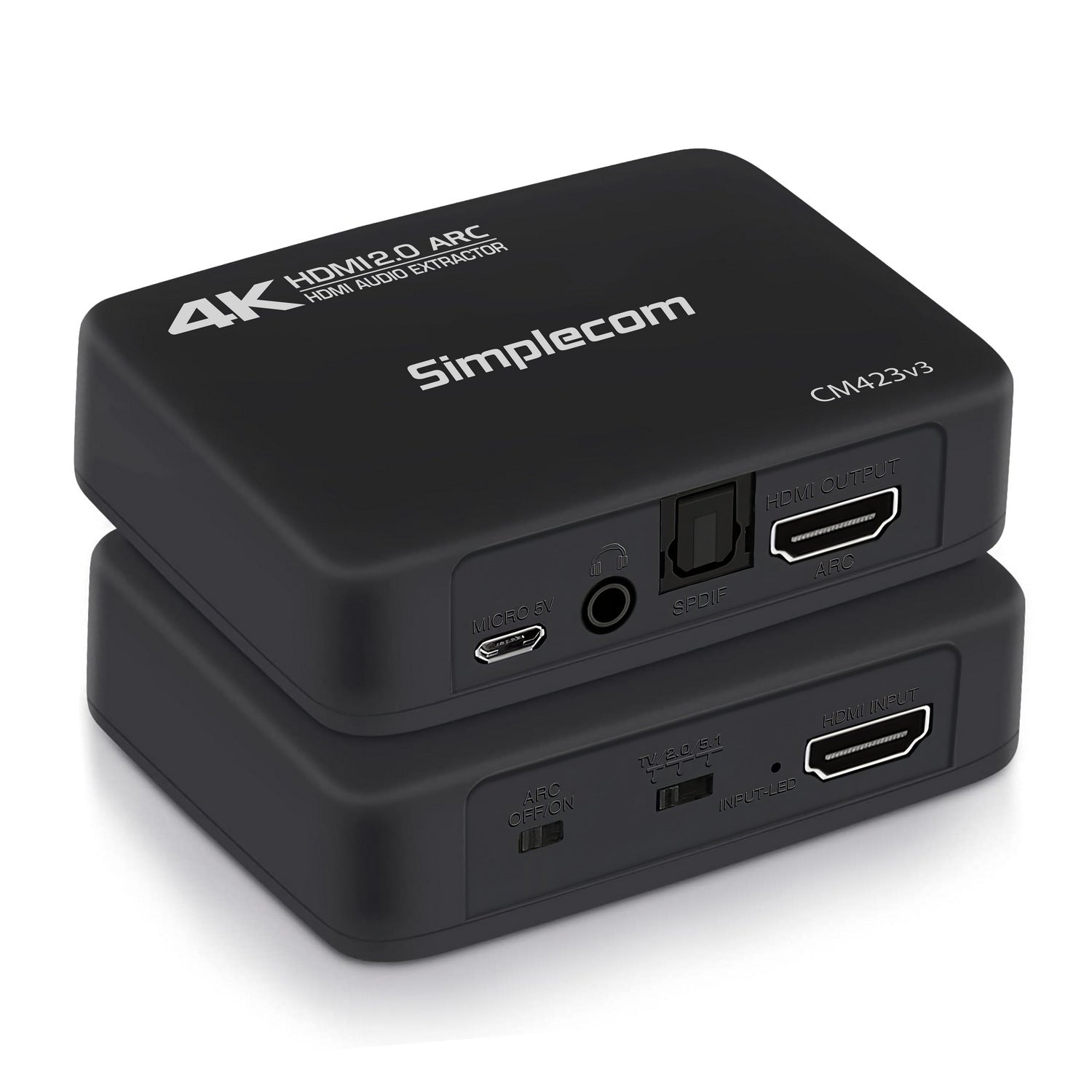 Simplecom CM423v3 HDMI 2.0 Audio Extractor Optical SPDIF + 3.5mm Stereo with ARC 4K@60Hz V28-SIMCM423V3