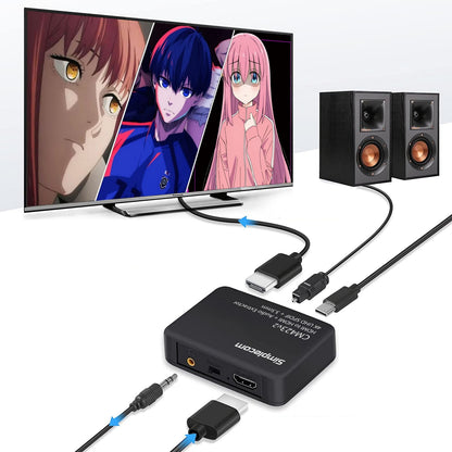 Simplecom CM423v3 HDMI 2.0 Audio Extractor Optical SPDIF + 3.5mm Stereo with ARC 4K@60Hz V28-SIMCM423V3