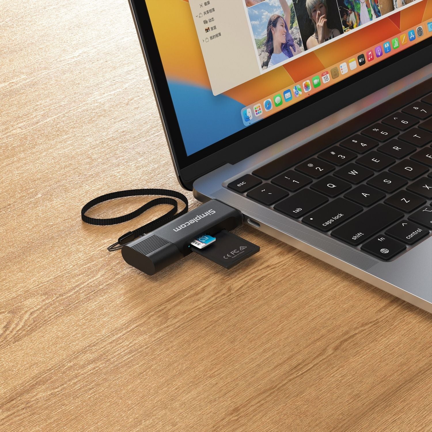 Simplecom CR402B SuperSpeed USB-C and USB-A Dual Slot Card Reader for SD MicroSD USB 3.2 Gen 1 V28-SIMCR402B