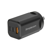 Simplecom CU365 3-Port PD 65W GaN Wall Charger Dual USB-C + USB-A for Phone Laptop V28-SIMCU365