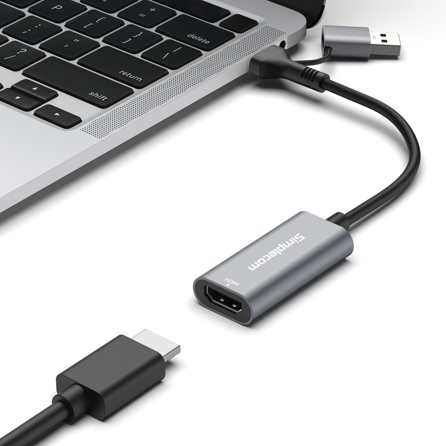 Simplecom DA306C USB 3.0 and USB-C to HDMI Video Card Adapter Full HD 1080p V28-SIMDA306C