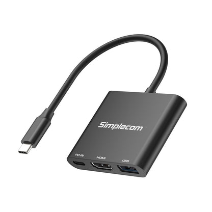 Simplecom DA320 USB-C 3-In-1 Adapter USB 3.2 Gen 1 5Gbps PD HDMI 2.0 4K@60Hz V28-SIMDA320