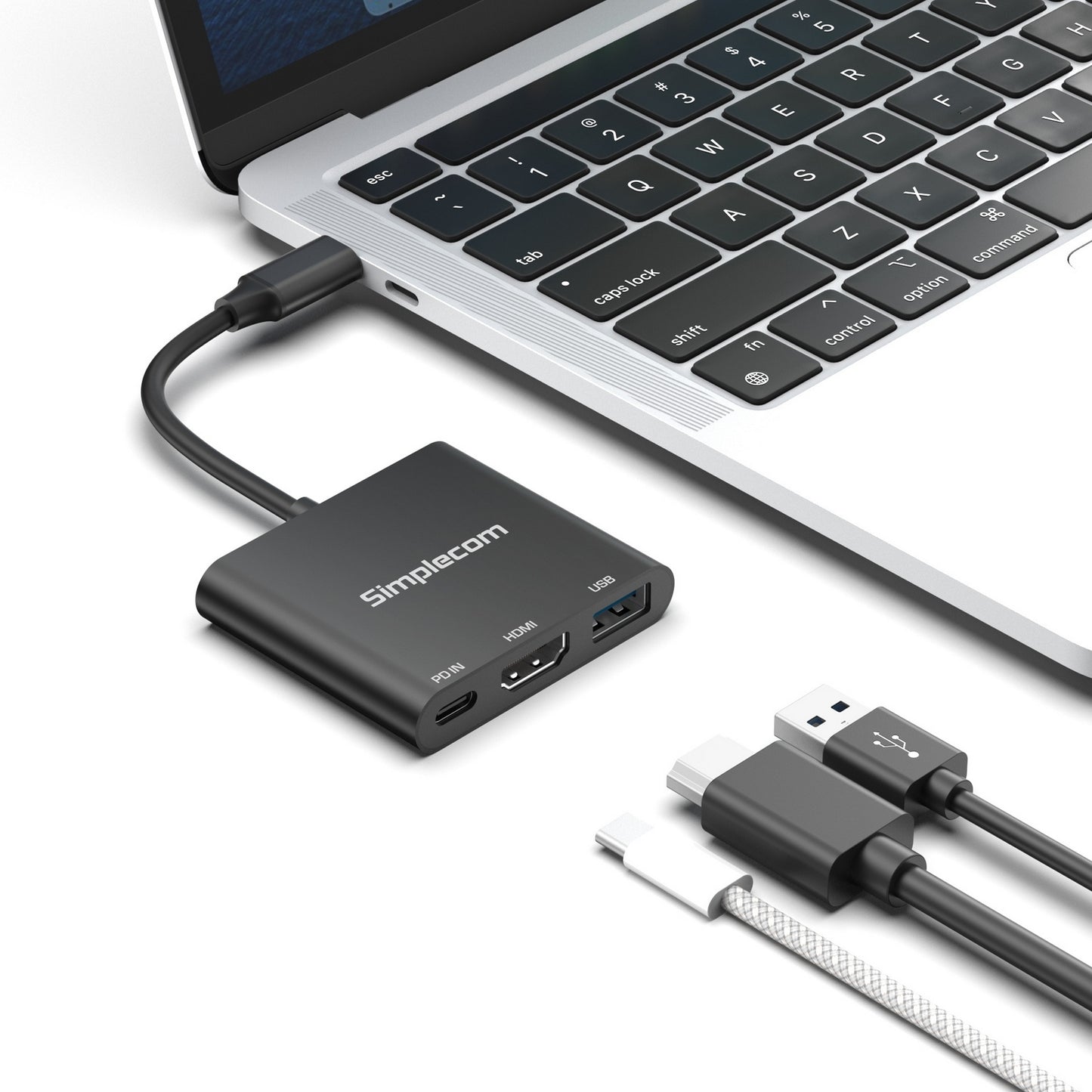Simplecom DA320 USB-C 3-In-1 Adapter USB 3.2 Gen 1 5Gbps PD HDMI 2.0 4K@60Hz V28-SIMDA320