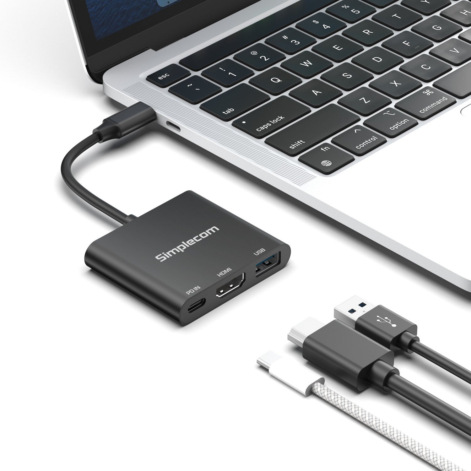Simplecom DA320 USB-C 3-In-1 Adapter USB 3.2 Gen 1 5Gbps PD HDMI 2.0 4K@60Hz V28-SIMDA320