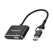 Simplecom DA326C USB 3.0 and USB-C to HDMI + VGA Video Card Adapter Full HD 1080p V28-SIMDA326C