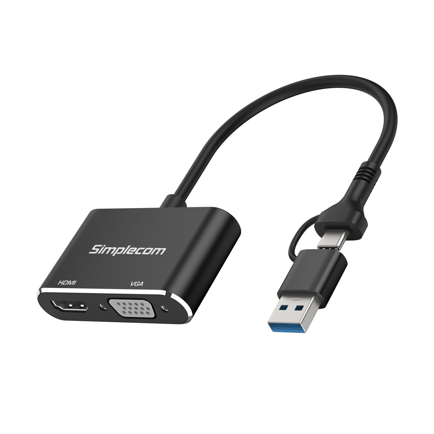 Simplecom DA326C USB 3.0 and USB-C to HDMI + VGA Video Card Adapter Full HD 1080p V28-SIMDA326C