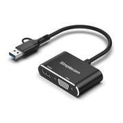 Simplecom DA326C USB 3.0 and USB-C to HDMI + VGA Video Card Adapter Full HD 1080p V28-SIMDA326C