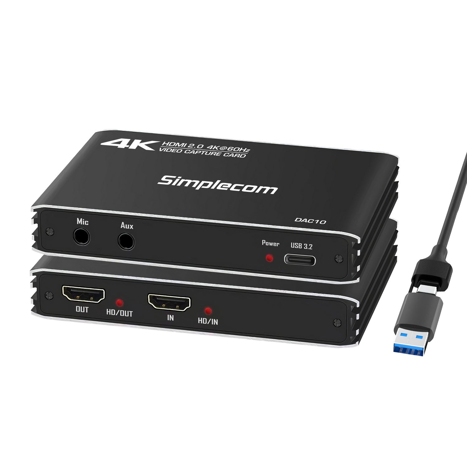 Simplecom DAC10 HDMI 2.0 to USB 4K@60hz Video Capture Card Stream and Record in 4K 60FPS V28-SIMDAC10