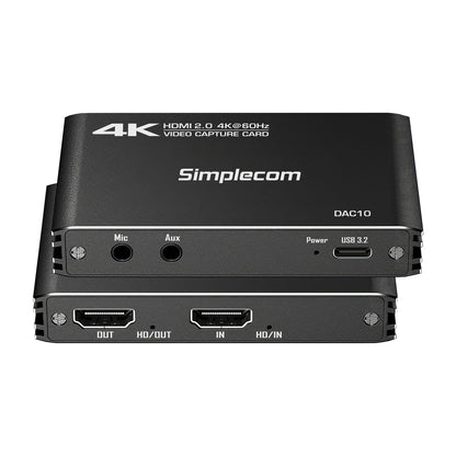 Simplecom DAC10 HDMI 2.0 to USB 4K@60hz Video Capture Card Stream and Record in 4K 60FPS V28-SIMDAC10
