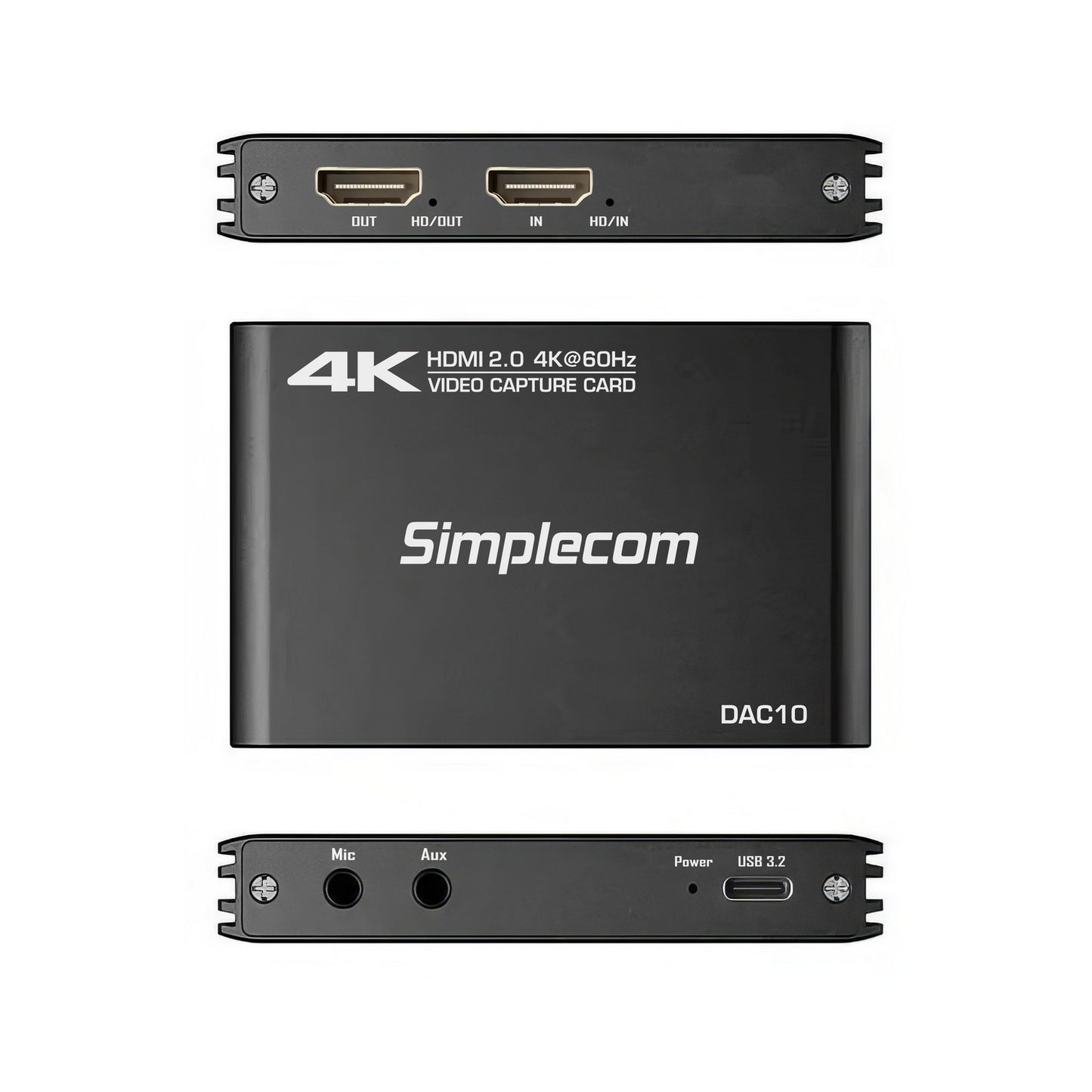 Simplecom DAC10 HDMI 2.0 to USB 4K@60hz Video Capture Card Stream and Record in 4K 60FPS V28-SIMDAC10