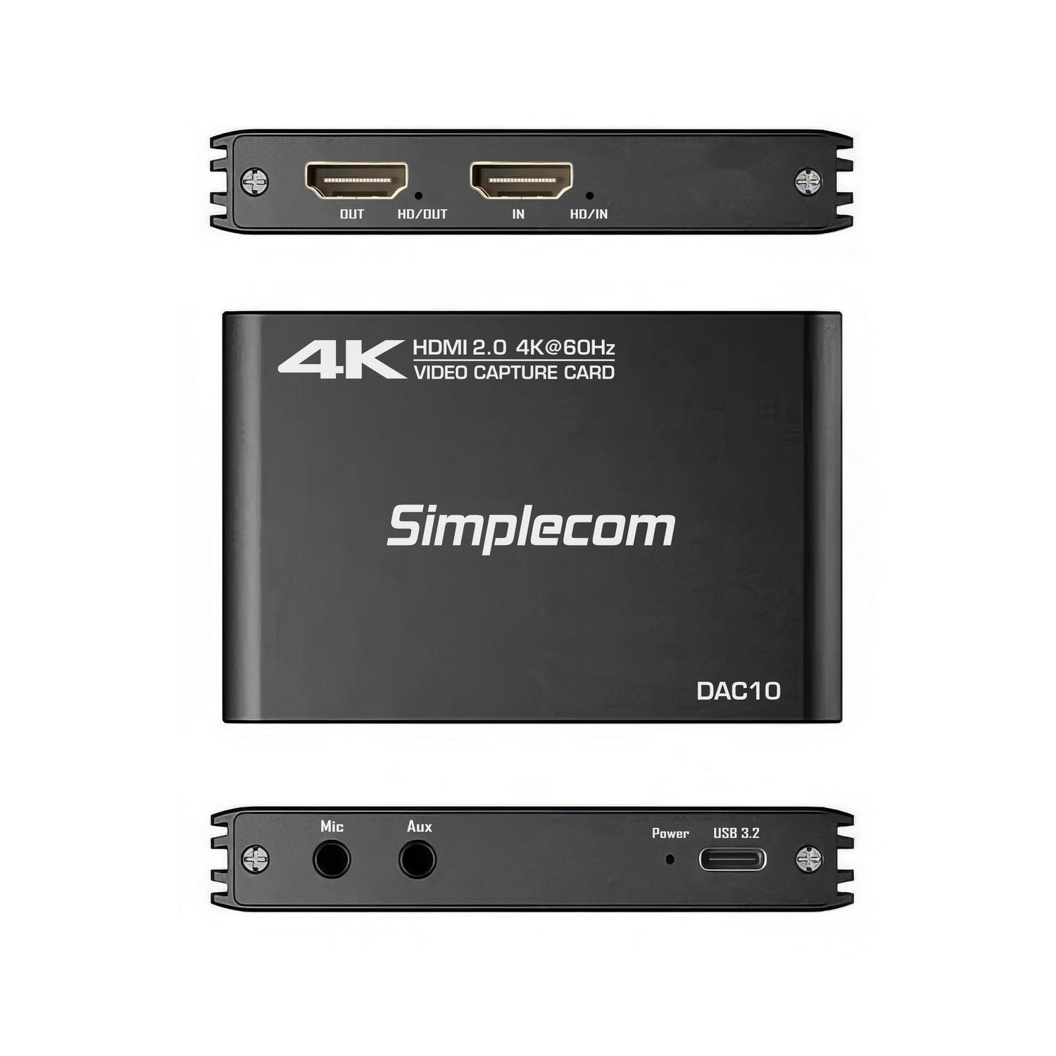 Simplecom DAC10 HDMI 2.0 to USB 4K@60hz Video Capture Card Stream and Record in 4K 60FPS V28-SIMDAC10