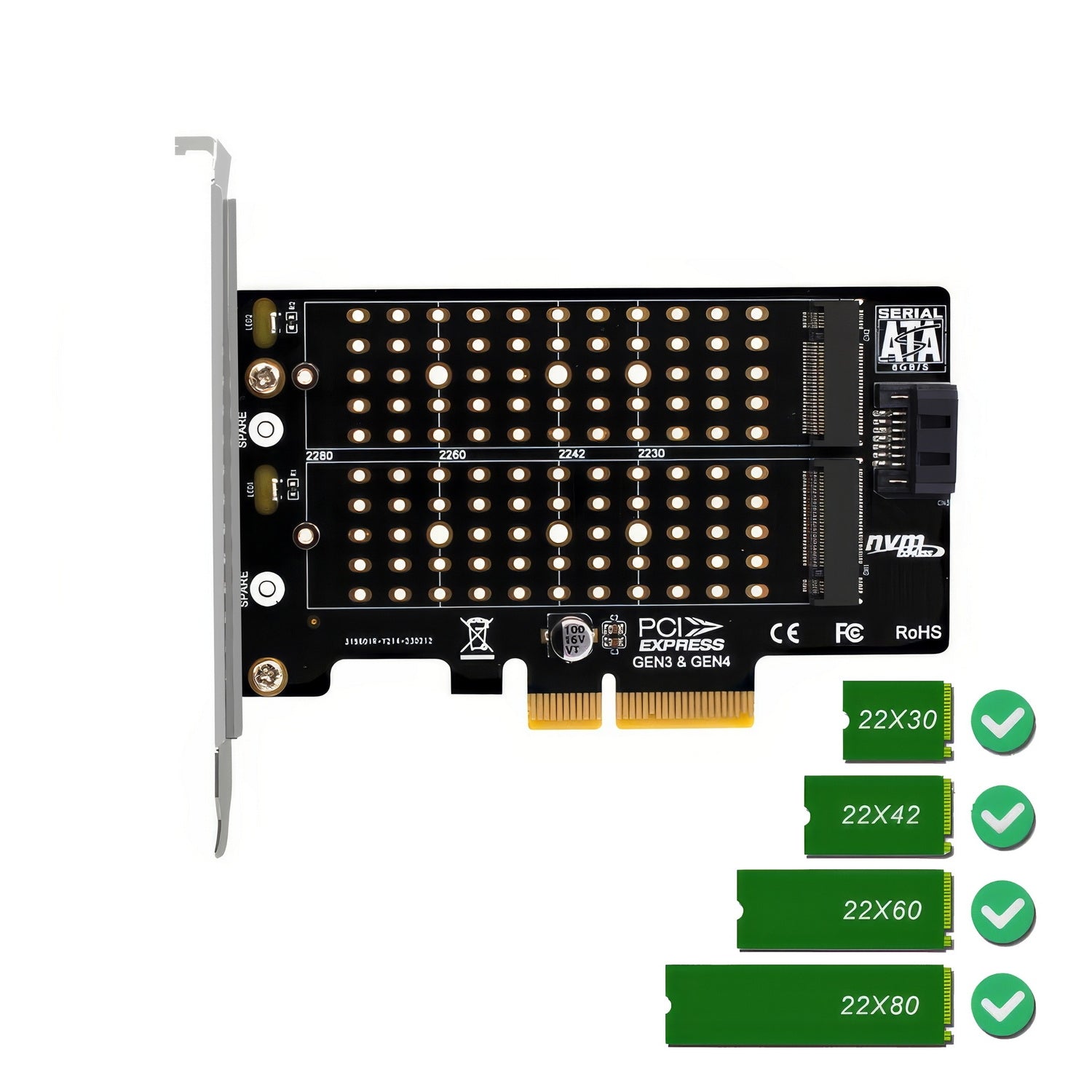 Simplecom EC412v2 NVMe and SATA M.2 SSD to PCIe x4 Expansion Card V28-SIMEC412V2