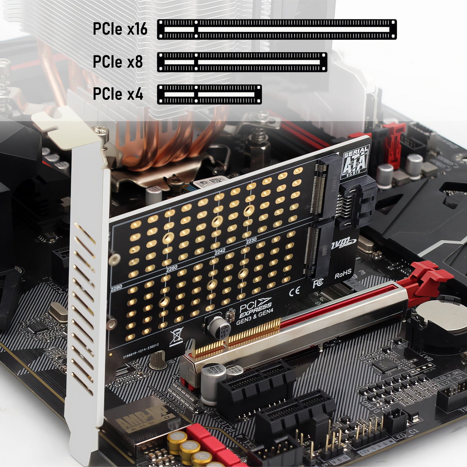Simplecom EC412v2 NVMe and SATA M.2 SSD to PCIe x4 Expansion Card V28-SIMEC412V2