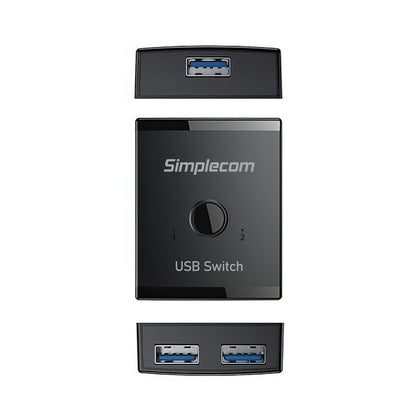 Simplecom KM125 Bi-Directional 2-Way USB 3.0 Switch 1 In 2 Out (2 In 1 Out) 5Gbps V28-SIMKM125